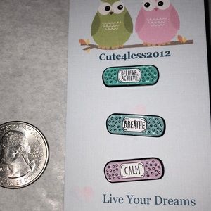 3 Piece Calm Breathe Believe Achieve Pin Brooch